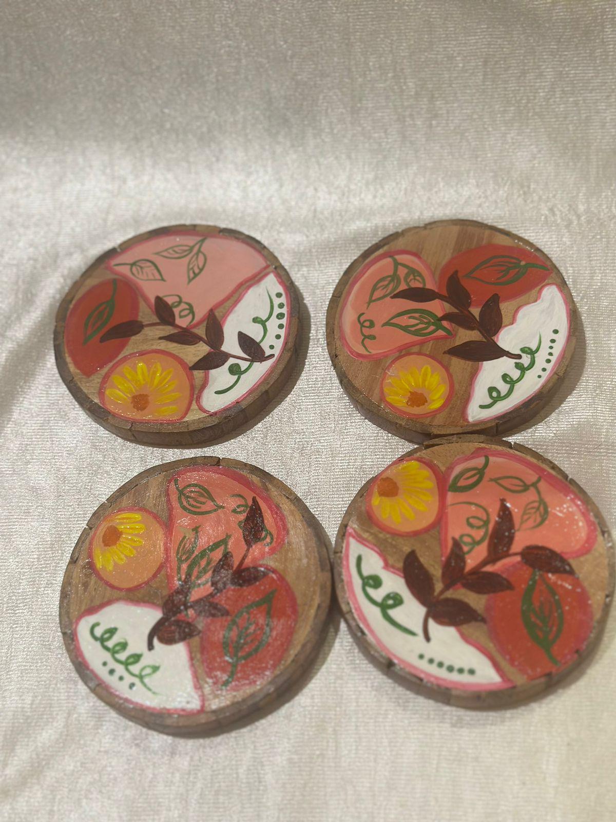 Bloom Handpainted coaster set of 4