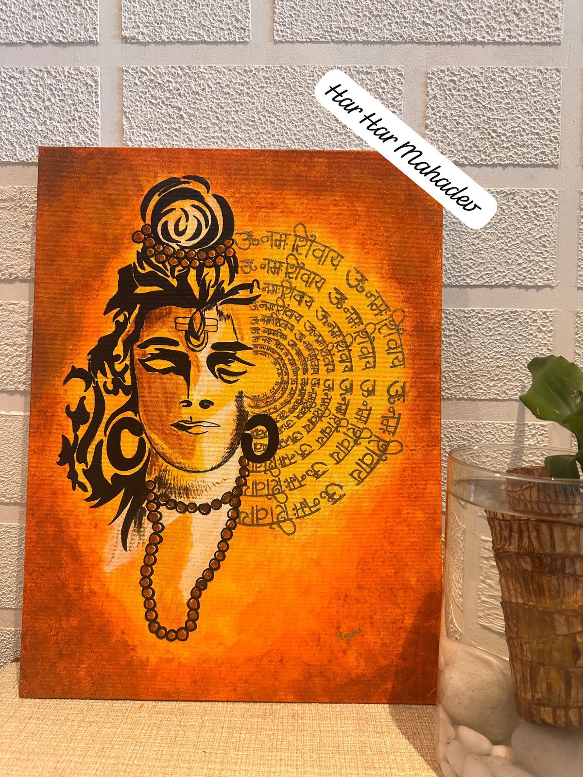 Har Har Mahadev hand-painted painting on canvas frame