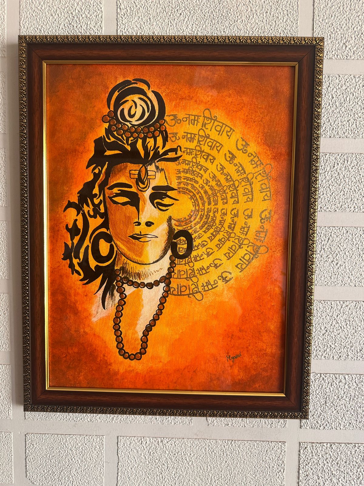 Har Har Mahadev hand-painted painting on canvas frame