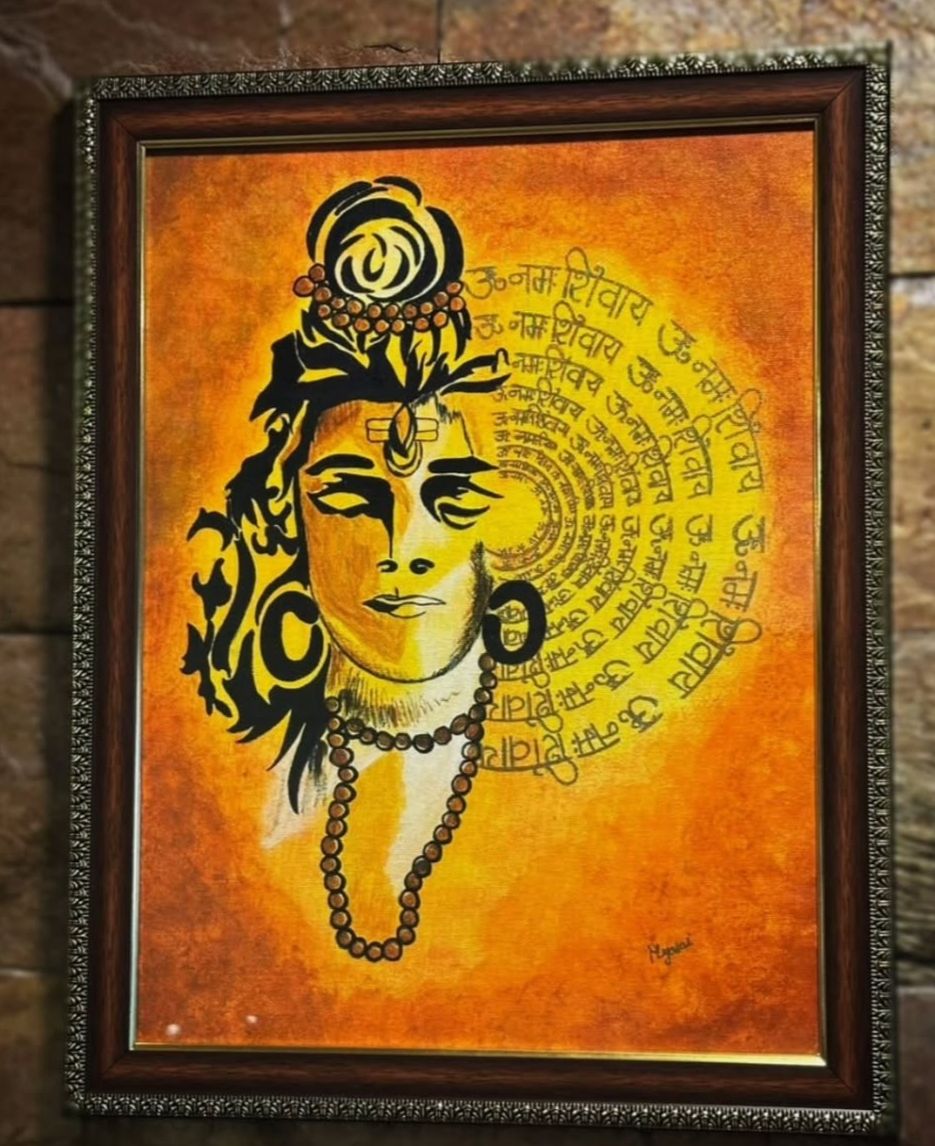 Har Har Mahadev hand-painted painting on canvas frame