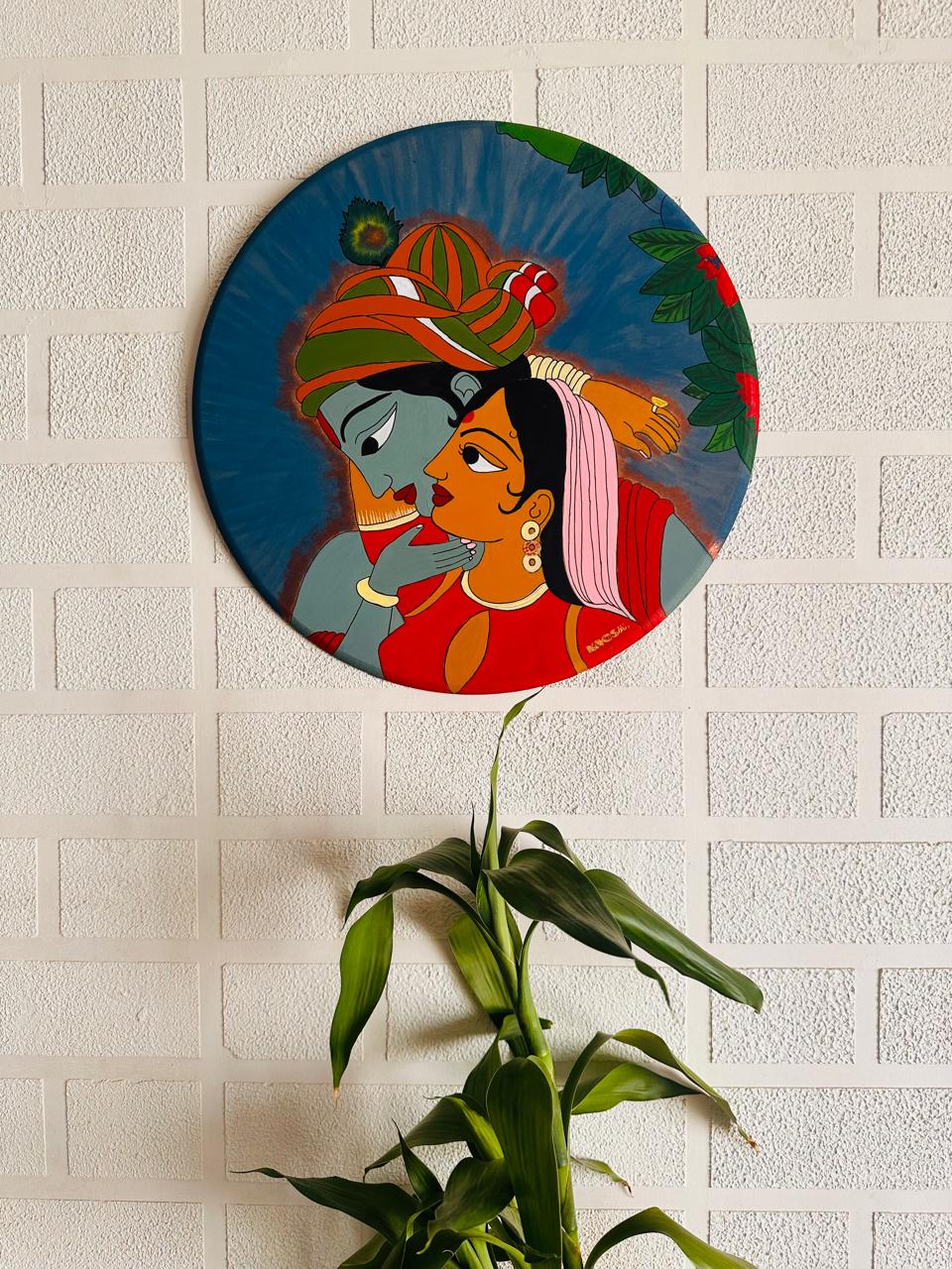 Divine Luster Painting of Radha Krishna wall hanging