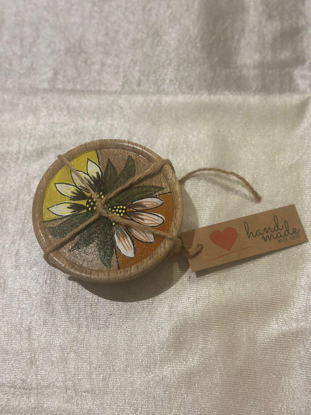 Sunflower Handpainted wooden coaster set of 4
