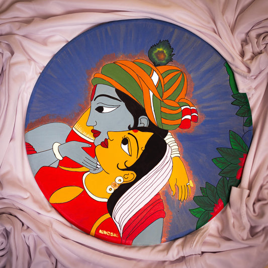 Divine Luster Painting of Radha Krishna wall hanging