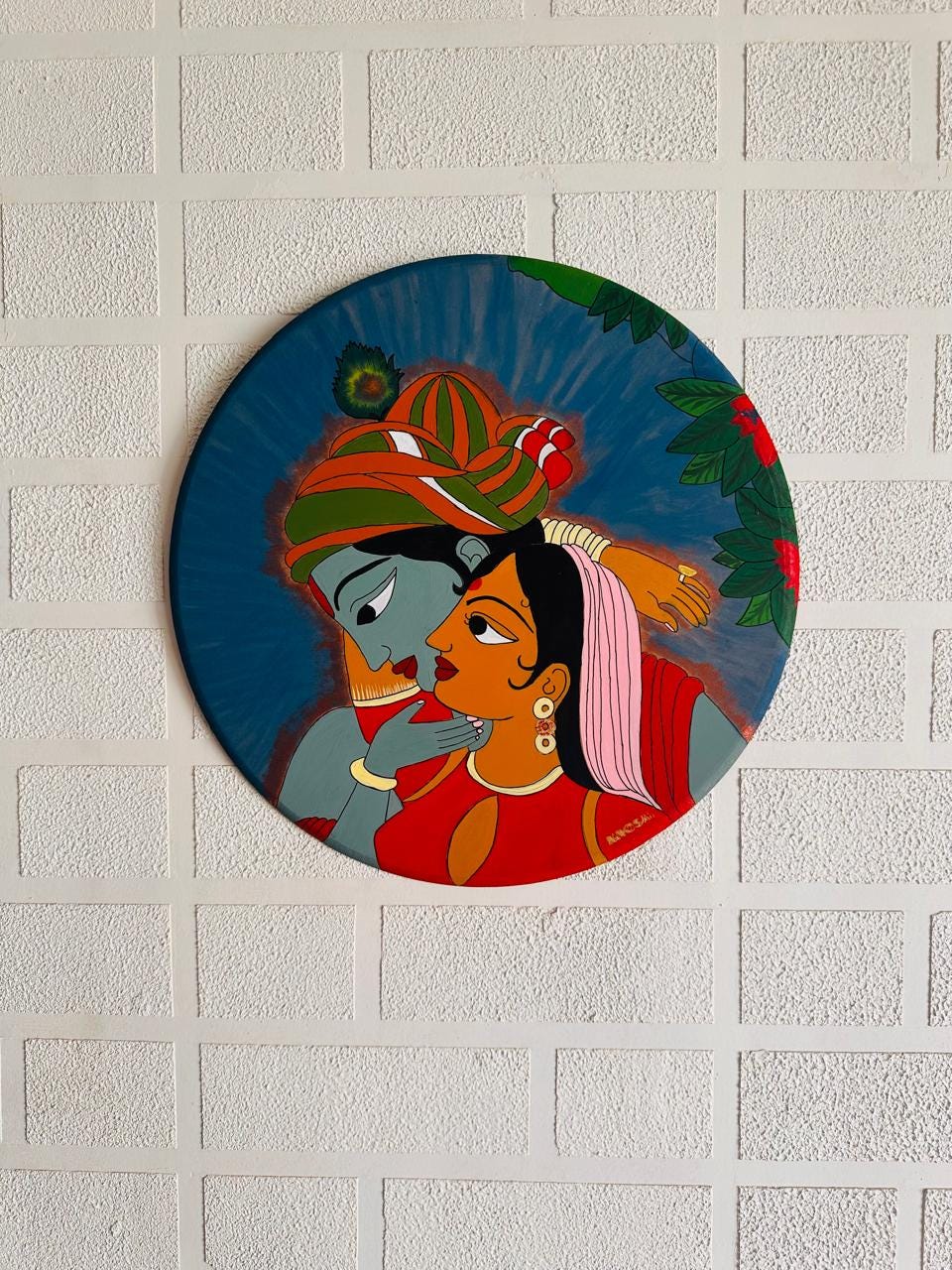 Divine Luster Painting of Radha Krishna wall hanging